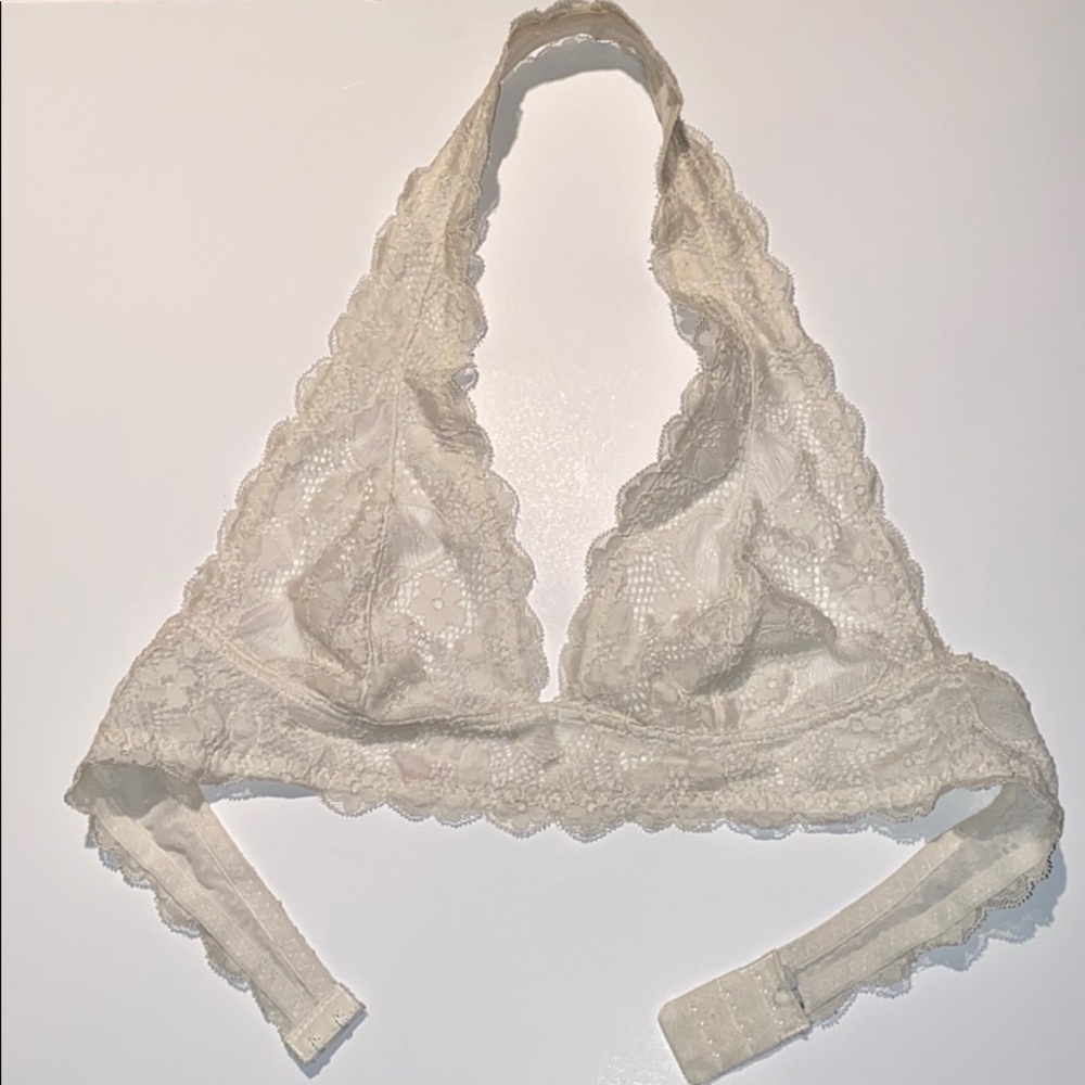 Women's Free People Cream Lace Halter Bralette Large